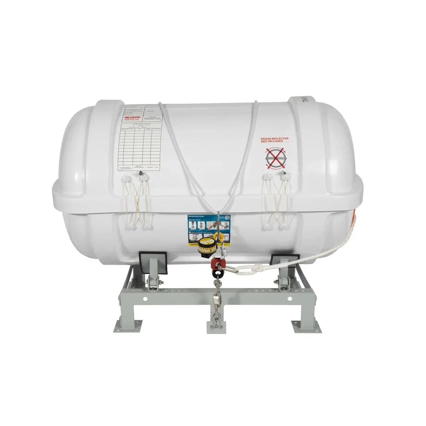 Revere 6-25 Person B-Pack , USCG/SOLAS Approved Round Container Life raft with cradle - 45-REV-CGS-6R-B